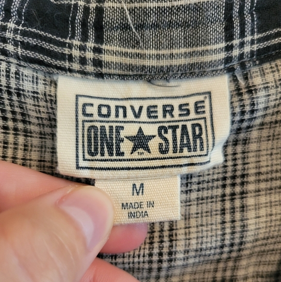 Converse One Star⭐ Women's Button Up Flannel Long Sleeve Top - Picture 4 of 6